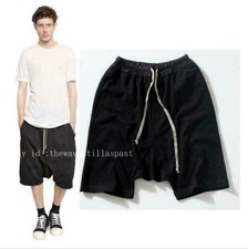 Mens Drop Crotch Harem Shorts Streetwear Knee Length Elastic Waist Hip Pants