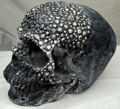 Black Skull Tabletop Decorative 7.5x6 Inch 3 lbs Happy Halloween