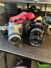 Lot of 2 Vintage 35mm SLR Film Cameras Vivitar V4000 & Minolta Maxxum 5000