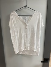 Nine West Jeans White Cap Sleeve Ladies VNeck Blouse - Size L