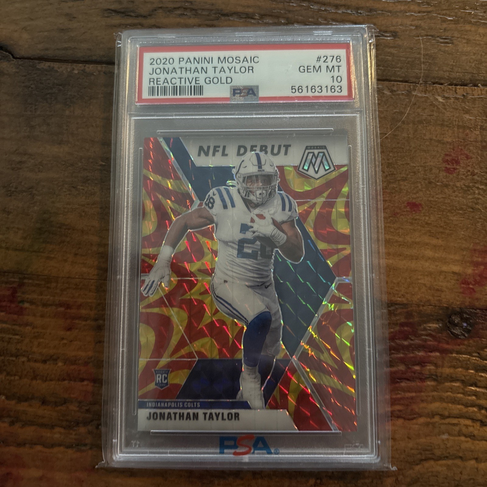 2020 Panini Reactive Gold Mosaic Jonathan Taylor #276 Rookie RC Card PSA 10