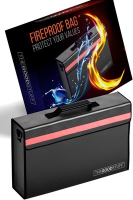 The Good Stuff Fireproof Document Box for Legal Documents, Box, Black 