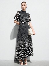 Aveloria Modichic Elegant Women'S Chiffon Dress,Black And White Polka Dot