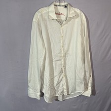 Robert Graham Shirt Mens Size XL White Classic Fit Jacquard Flip Cuff Abstract