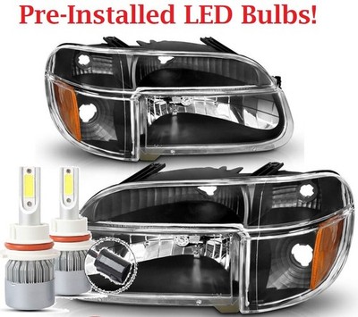 ALFA SEE YA GOLD 2004 2005 2006 BLACK HEADLIGHTS HEAD SIGNAL LAMPS RV + LED