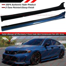 For 2025-26 Honda Civic Yofer V2 Lagoon Pearl Blue 2 Toned Side Skirt Extension