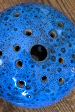 Sapphire Sea Foam Posey Pottery Flower Frog Vase Planter Pot Mid Century