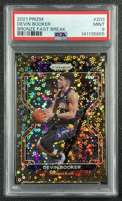 DEVIN BOOKER PSA 9 2021-22 PANINI PRIZM #203 FAST BREAK BRONZE 1/20 SUNS