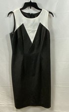 Ann Taylor NWT Women's Black Cream Colorblock Chevron Sheath Dress Career Size 6