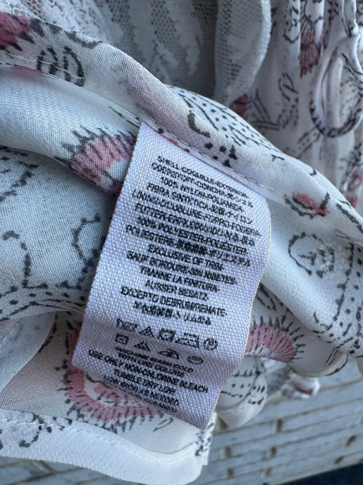 Camiseta sin mangas Free People con estampado de cachemira en capas de encaje lateral corbata talla S Foto 4 de 4