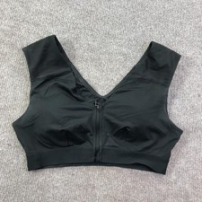 Tommie Copper Sports Bra Womens Large Black Zip Front Support Copper Znergy