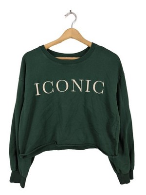 BERSHKA Sweatshirt Damen Sweat Gr. DE 34 grün Casual-Look