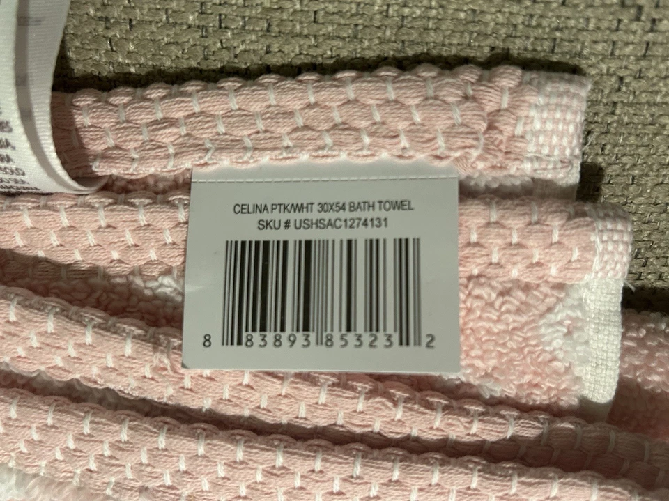 Rare SET3 LAURA ASHLEY Pink/White FLORAL Cotton 1-BATH+2-HAND Towel NWT SOPretty - Image 4 of 4