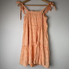 Altard State Peach Tie-Shoulder Tiered Boho Ruffle Sundress Size S