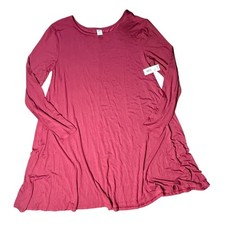 Old Navy Womens Swing Dress Burgundy Long Sleeve Casual Comfy Large Petite