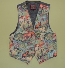 S Vintage Tapestry Vest Horses Equestrian Western Circle T Button Front