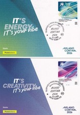 OLIMPIADI E PARALIMPIADI  MILANO CORTINA 2026 2 CARTOLINE  FILATELICHE