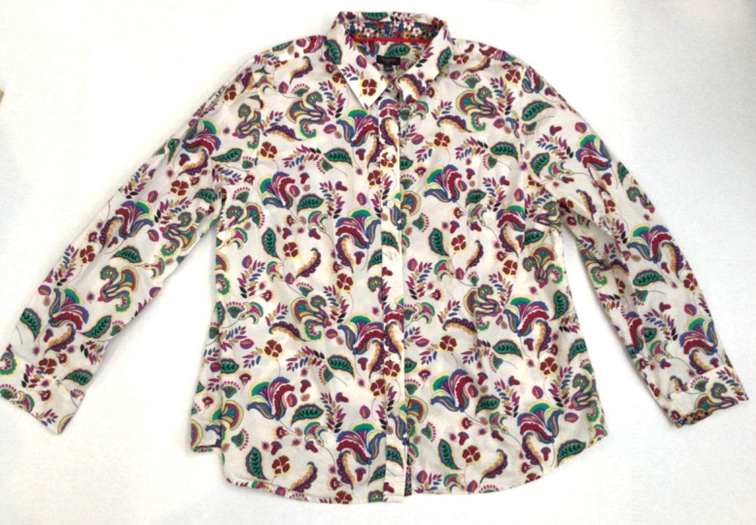 Talbots Multicolor Paisley Button Front Long Slee… - image 1