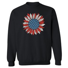 4th of July USA Flag Sunflower - Independence Day Unisex Crewneck Sweatshirt