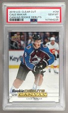 4225 Cale Makar 2019 Upper Deck Clear Cut #CD-CM Canvas Rookie Debuts RC PSA 10