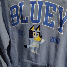 Bluey Men's Graphic Pullover Hoodie Cotton Fleece Blue Hooded Pockets Cartoon