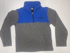 The North Face Boys 1/4 Quarter Zip Pullover Fleece Top Size S 7/8 Blue Grey