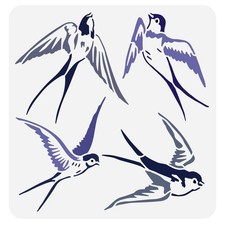Swallows Stencil For Painting 11.8x11.8 Inch Reusable Bird Template DIY Decor