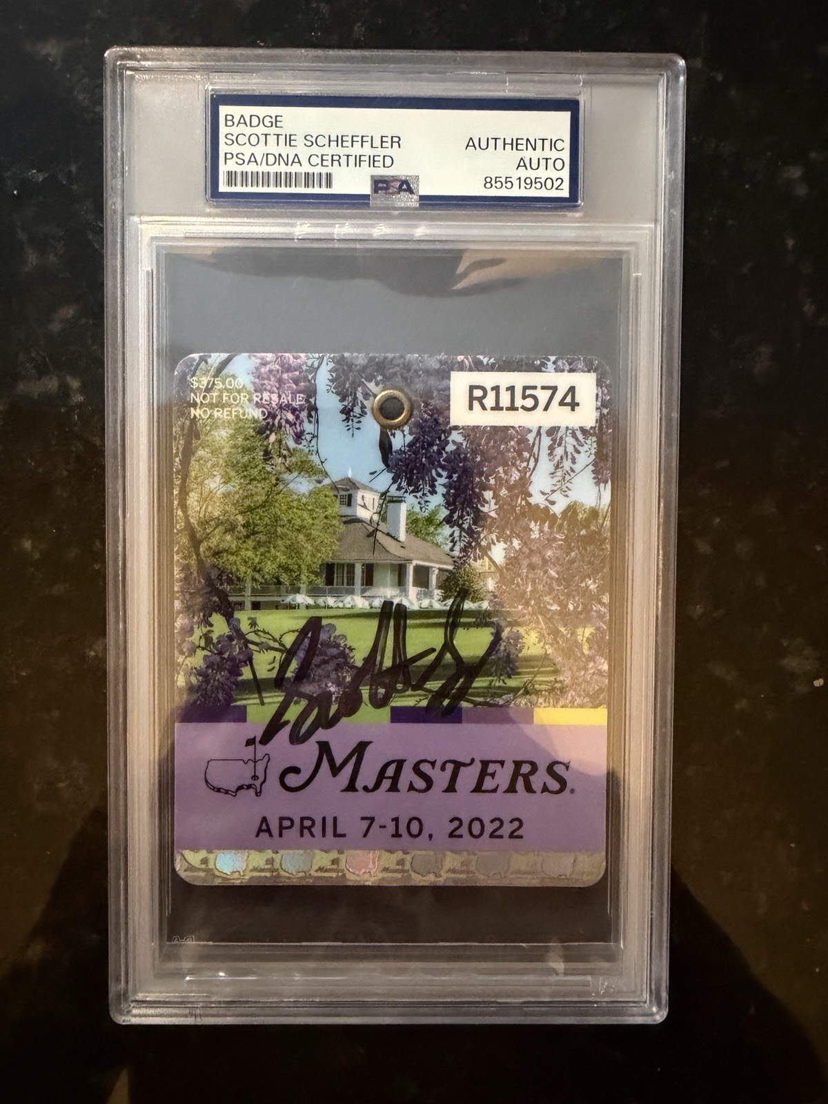 Scottie Scheffler Autographed Signed 2022 Masters Augusta Badge PSA AUTHENTIC 
