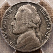 1943/2-P Jefferson Silver war nickel, PCGS VF20, very pleasing, DKRC