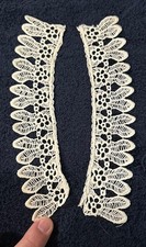 Antique Victorian Edwardian Lace Wrist Cuff Plastron Crochet 3D SC Estate F