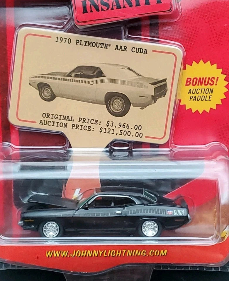 Johnny Lightning AUCTION INSANITY Black 1970 Plymouth AAR CUDA 1/64  - Image 2 of 3