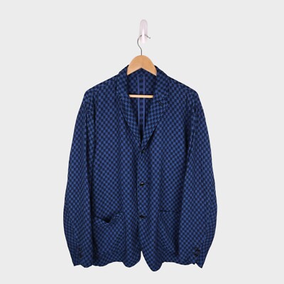 SUGAR CANE Herren Jacke blau kariert Ichimatsu Muster - Größe 42