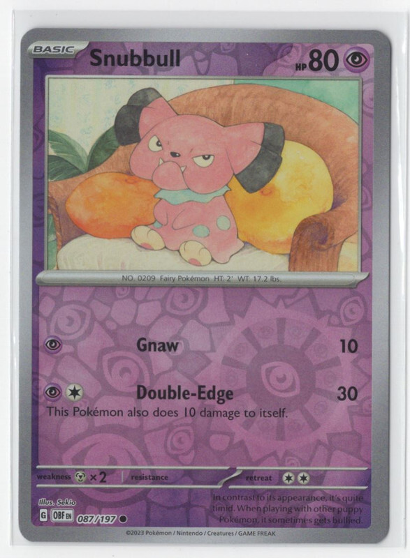 Pokemon Obsidian Flames 087/197 Snubbull Reverse Holo