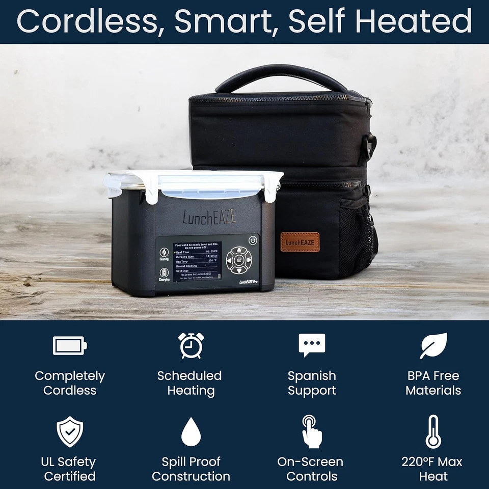 Pro Cordless Heated Lunchbox – Battery-Powered, 4-Cup Capacity, 220°F Max, Autom - Image 2 of 4