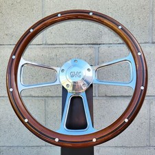 14 Billet Steering Wheel Wood Aluminum Rivet Half Wrap Retro Gmc Horn Button