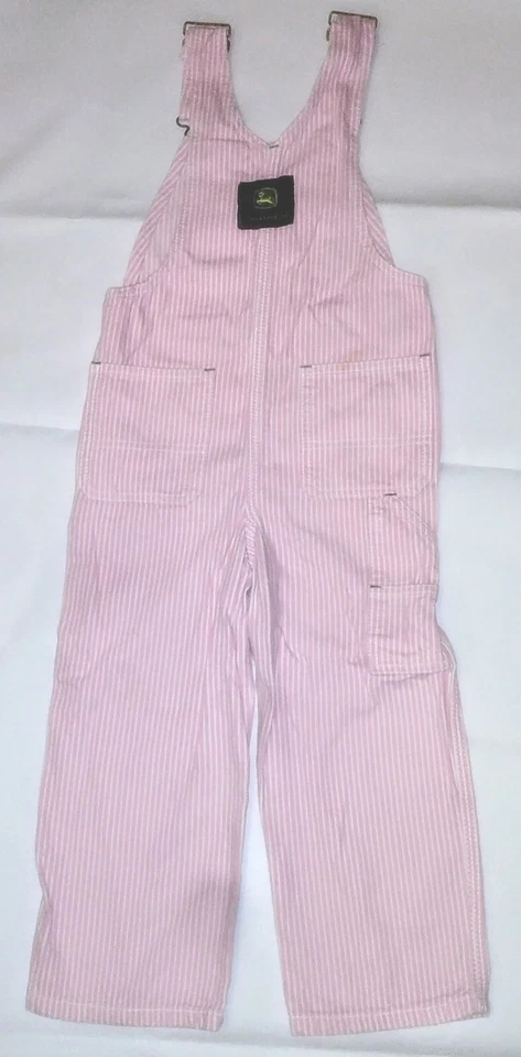 Mono con tirantes John Deere para niñas rosa a rayas de nogal talla 5 regular Foto 2 de 3