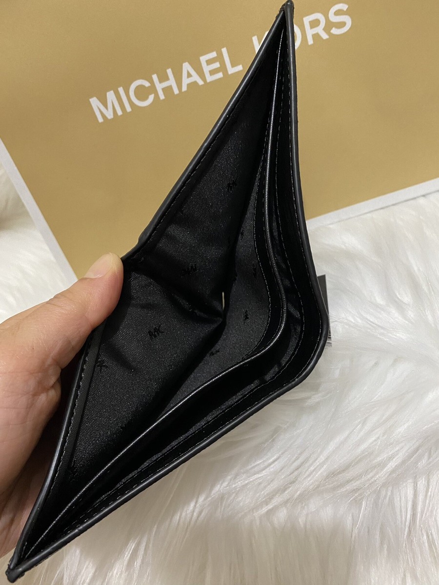 NWT 8200 Authentic MICHAEL KORS Men Double Billfold Wallet BROWN 