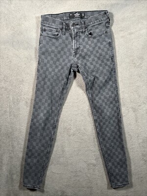Hollister Super Skinny Jeans 28x30 Black Check Pattern Stretch