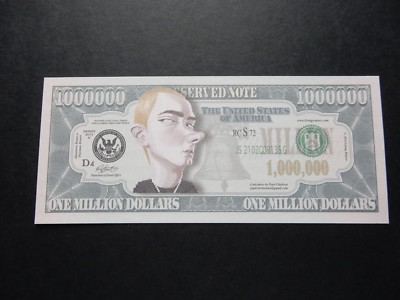 EMINEM One Million Dollars Bills Notes (Marshall Bruce Mathers III) American RAP