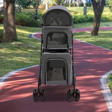 Foldable Double Pet Stroller Dogs Cats Carrying Cart For Small/Medium-sized Pet
