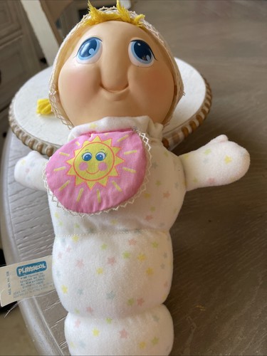 Vtg Playskool 918 Baby Glo Worm 1986 Dual Head Night Day 11" Bib Sun Moon Works - Picture 2 of 5