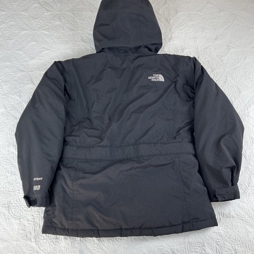 The North Face Hyvent 550 Down Belted Jacket Black Parka Hood Girls Large - Picture 8 of 8