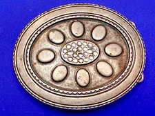 Southwestern Style Concho Rhinestone Accented Silver Color Women's Belt Buckle