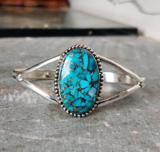 Blue Green Copper Turquoise Bangle 925 Silver Bangle Handmade Bracelet All Sizes