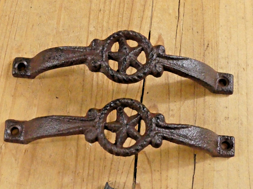 20 Cast Iron RUSTIC Drawer Pulls Handle Texas Star Fancy Western Cowboy Cabinet - 第 4/10 張圖片