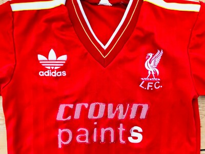 Liverpool Football Jersey Adidas Vintage 985-86 Crown Paints LB