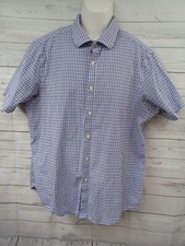 Hart Schaffner Marx Geometric Short Sleeve Button Up Shirt XL Purple White
