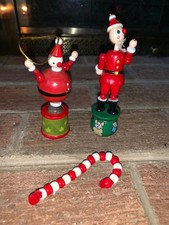 Handcrafted 5  Set Of 3 Antique Vintage JACK IN THE BOX Wooden Bead Candy Cane