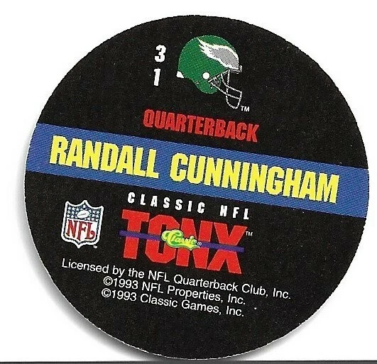 RANDALL CUNNINGHAM 1993 Classic Tonx #31 PHILADELPHIA EAGLES Free Shipping Pogs - Image 2 of 2