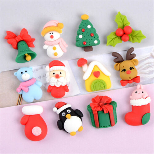 10 Mix Resin Flatback Christmas Series Embellishment Santa Xmas Tree Decor 2-3cm - Picture 1 of 5